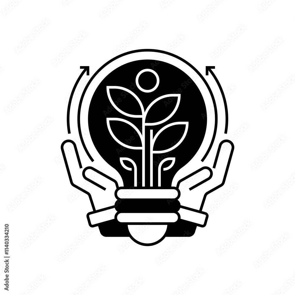 Poster eco lightbulb line icon. linear style sign for mobile concept and web design. outline vector icon.