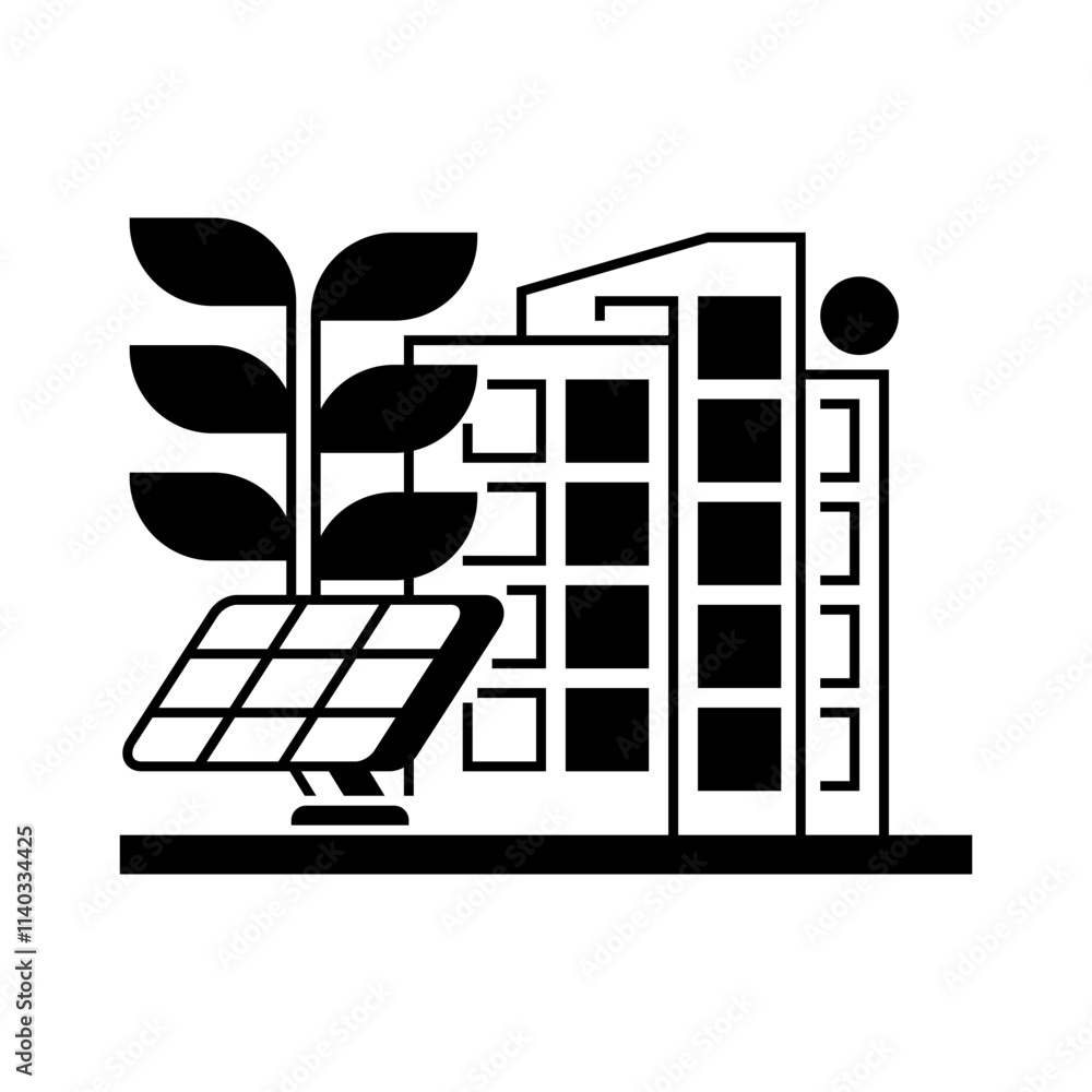 Poster sustainable building line icon. linear style sign for mobile concept and web design. outline vector 