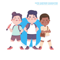 happy kids cute cartoon character