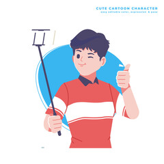 selfie boy cute cartoon character