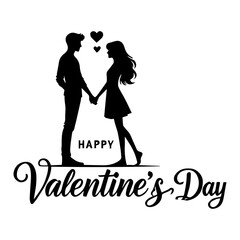 Valentines Day Couple Silhouette Vector Illustration