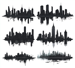 Fototapeta premium set of black silhouettes of the City skyline