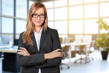 Portrait beautiful young businesswoman standing in the office
