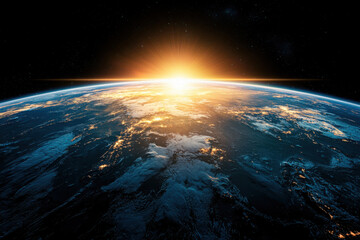 Breathtaking sunrise over earth international space station view stunning visuals outer space awe-inspiring perspective