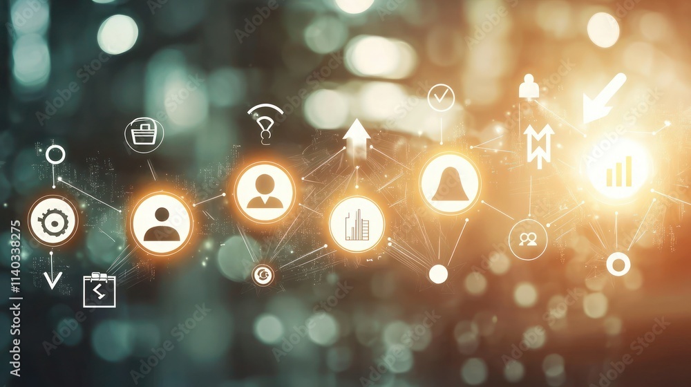 Aufkleber a visual representation of career progression with arrows pointing upwards and icons representing va