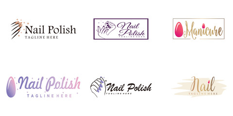 Nail polish logo collection with modern creative and unique concept design Premium Vector