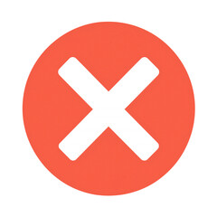 Vector icon of X inside red circle,white background,minimalistic design,flat illustration,PNG
