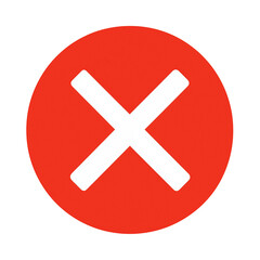 Obraz premium Vector icon of X inside red circle,white background,minimalistic design,flat illustration,PNG