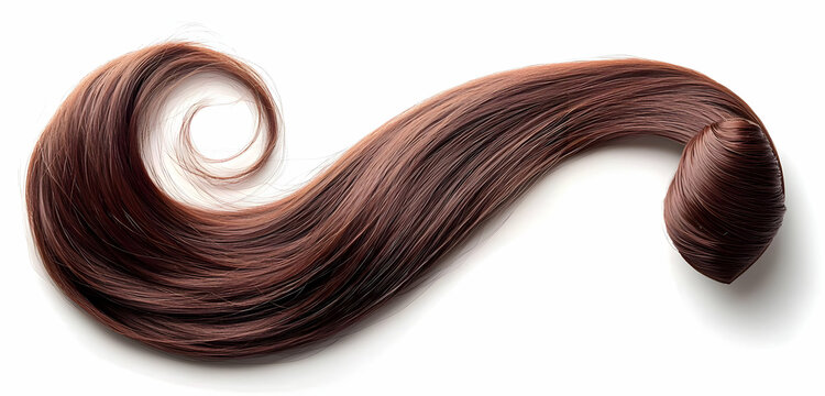 A brown hairpiece styled into a unique shape, presented on a white background.
