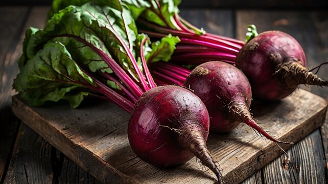Fresh organic beet, beetroot. Grey rustic wooden background. Close up.