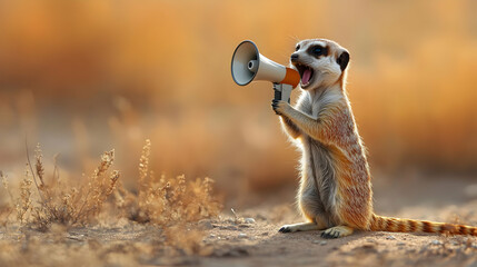 Meerkat with Megaphone Illustration