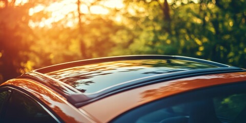 Obraz premium Closeup view of an automotive sunroof, showcasing the intricate design and functionality of the automotive sunroof in modern vehicles, highlighting its role in enhancing the driving experience.