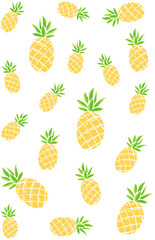 Pineaple pattern on white background textile fabric