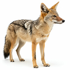 Fototapeta premium Illustration of a jackal isolated on a white background, showcasing natural colors and realistic fur details.