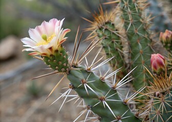 Cactus thorns close up cactus flower