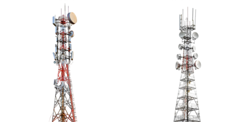 communication antenna tower isolated on a white background. Generative AI.