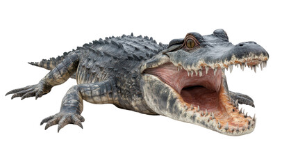 Fototapeta premium Crocodile with mouth open, showcasing its teeth.