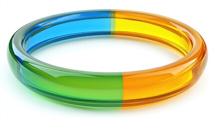 Colorful glass bangle, vibrant hues, circular shape.