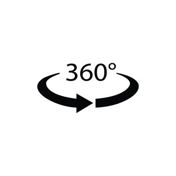 360 degree arrow. Icon with 360 degree. Arrow icon with rotate angle.