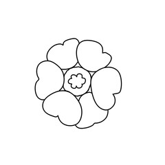 Red Primula auricula flower lineart illustration with flat design style on transparent background