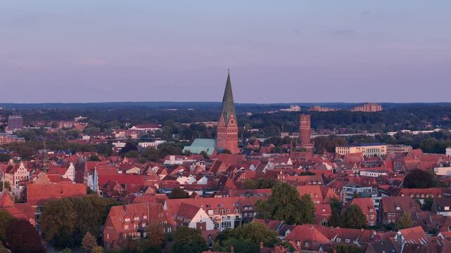 L&uuml;neburg, Germany- Old Town Flyover in Summer