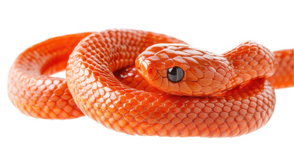 Fototapeta premium Vibrant orange snake coiled gracefully.