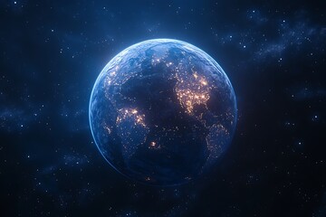 Obraz premium Blue Earth at Night from Space1