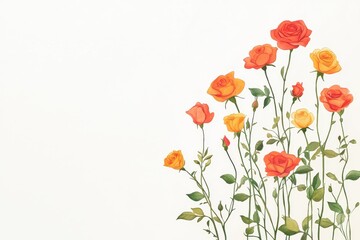 Red roses arrangement abstract floral art on white background