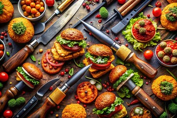 Delicious Weapon Food Photography:  Knife & Fork Food Styling, Culinary Combat, Epicurean Arms Race, Gourmet Warfare, Food Fight Photography