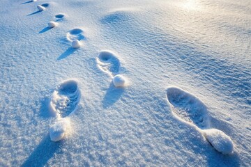 Snowy background with footprints