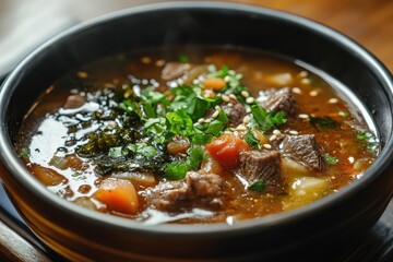 Seaweed soup with beef Miyeokguk from Korea