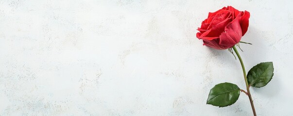 Spa serenity closeup of a blooming red rose on white