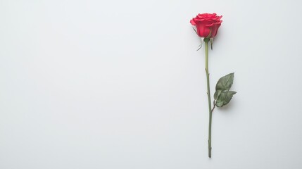 Contemporary spa aesthetic elegant red rose on white background