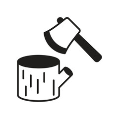 Wood axe glyph icon with white background vector stock illustration
