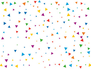Rainbow Triangular Confetti. Confetti celebration, Falling rainbow abstract decoration for party, birthday celebrate, anniversary or event, festive. Festival decor. Vector illustration.