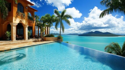 Obraz premium A luxurious mansion facing the islands