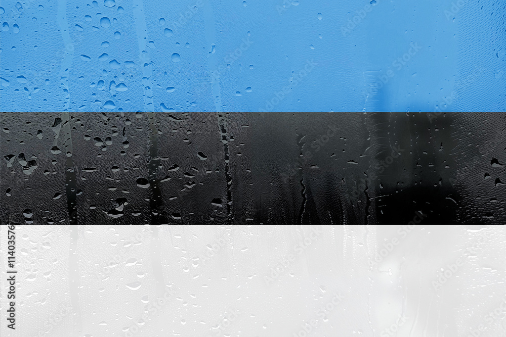 Aufkleber estonia, raindrops cascade down the windowpane, creating abstract patterns of light and shadow on th