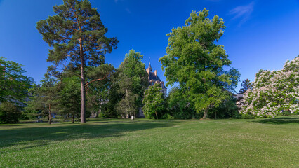Beautiful Medieval landmark - royal hunting castle Fontainbleau timelapse hyperlapse.