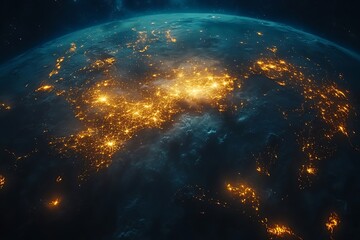 Obraz premium Earth Globe Night Lights City Connections