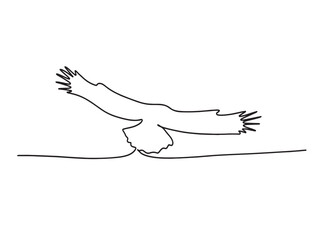 One continuous line drawing of flying bird