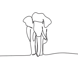 Elephant line art design. Elephant wildlife decorative design element.