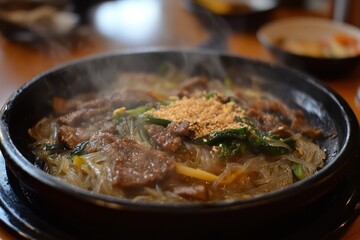 Stir fried Korean noodles with vegetables