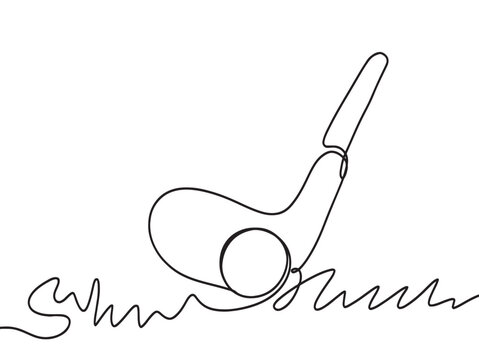 one line drawing golf ball on the grass 