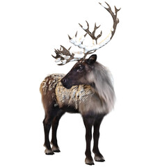 3D rendered beautiful reindeer isolated on transparent background