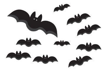 Halloween Icon Set: Spooky Vector Illustrations of Bats, Perfect for Halloween Designs
