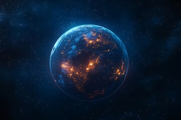 Fototapeta premium Night Earth Planet City Lights from Space