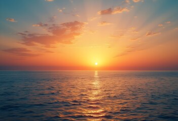 Fototapeta premium Tranquil Sunrise Over a Calm Ocean