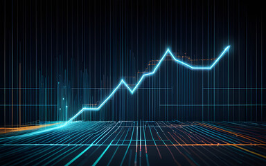 An illuminated floating graph, with glowing lines and dynamic data shifts, symbolizing growth