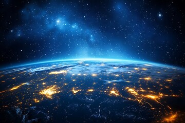 Fototapeta premium Night Earth Global City Lights and Stars