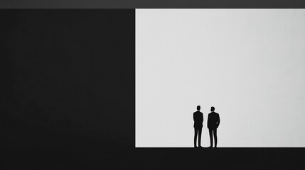 Silhouette of Financial Advisor and Client in Minimalist Office